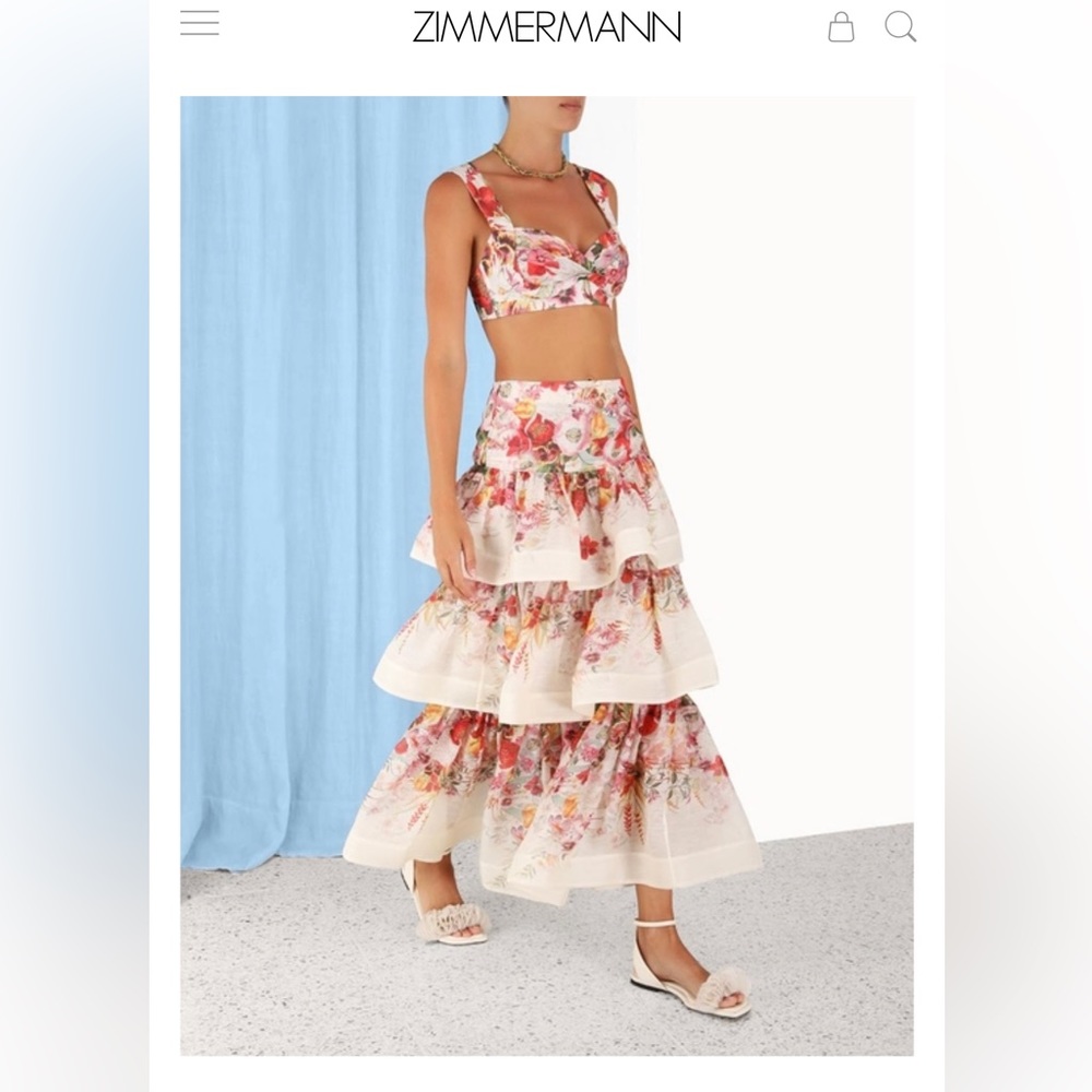 Zimmerman Wonderland Tiered Skirt & Bralette Size 0- Like New